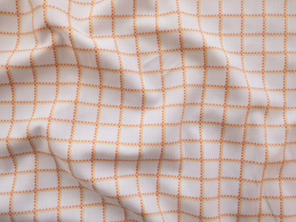 European Designer Deadstock - Cotton Shirting - Checkered Plaid - Creamsicle