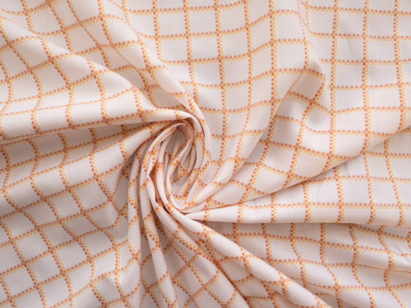 European Designer Deadstock - Cotton Shirting - Checkered Plaid - Creamsicle