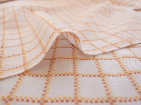 European Designer Deadstock - Cotton Shirting - Checkered Plaid - Creamsicle