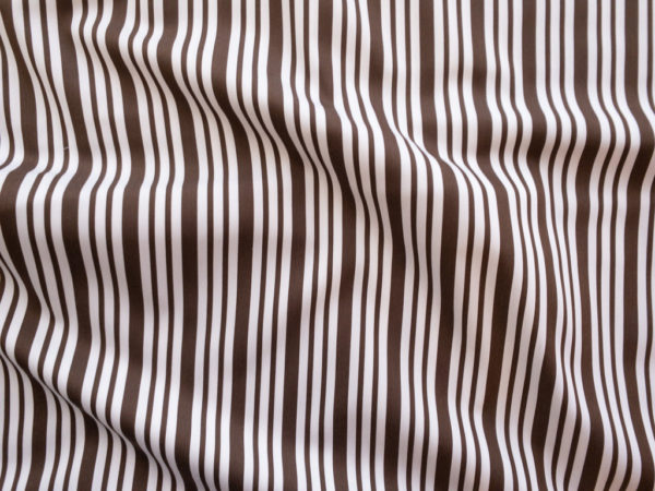 British Designer Deadstock - Cotton/Polyester Stretch Shirting - Brown/White Stripe