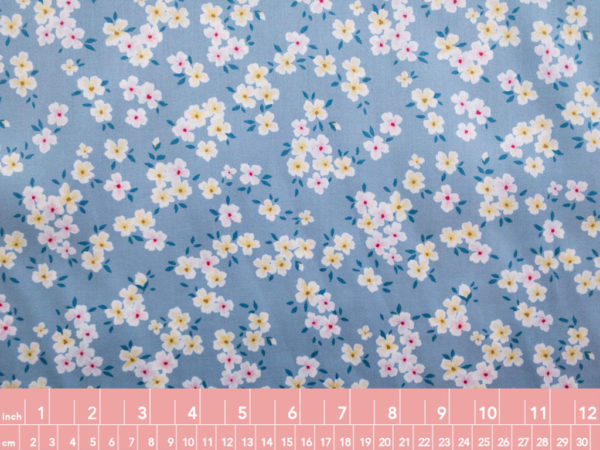 Designer Deadstock - Organic Cotton Sateen – Ditzy Floral – Sky Blue