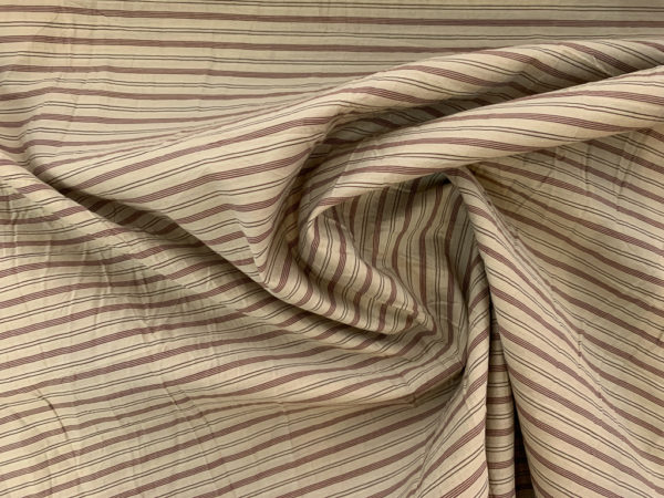 Japanese Designer Deadstock - Nylon/Poly Crinkle Shirting - Sage Stripe