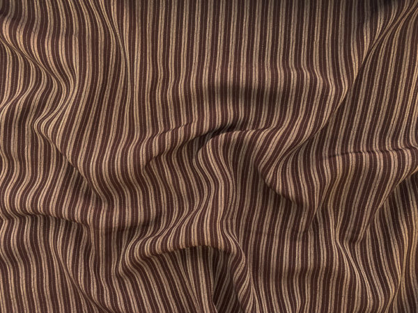 Japanese Designer Deadstock - Rayon Challis - Brown Crinkle Stripe