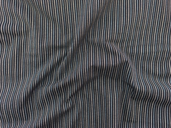 Japanese Designer Deadstock - Cotton/Spandex Stretch Suiting - Blue/Brown Stripe