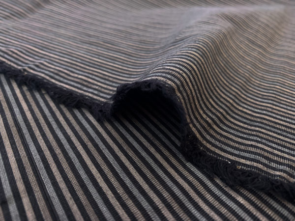 Japanese Designer Deadstock - Cotton/Spandex Stretch Suiting - Blue/Brown Stripe