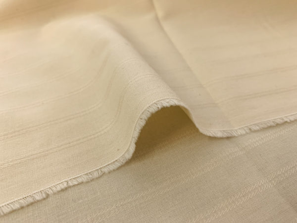 Japanese Designer Deadstock - Cotton Shirting - Ecru Ribbon Stripe