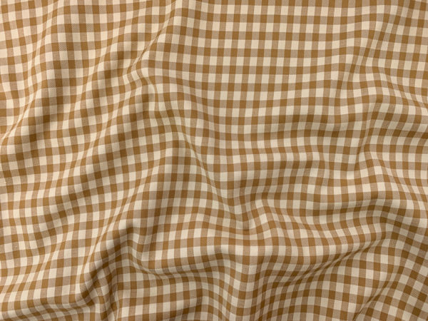 Japanese Designer Deadstock - Yarn Dyed Cotton Shirting - Tan Gingham