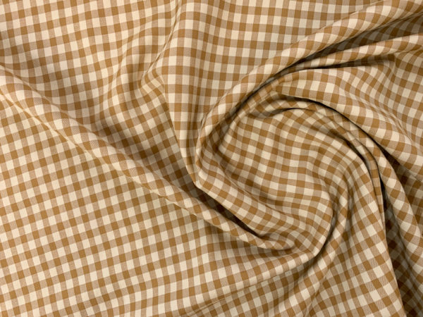 Japanese Designer Deadstock - Yarn Dyed Cotton Shirting - Tan Gingham