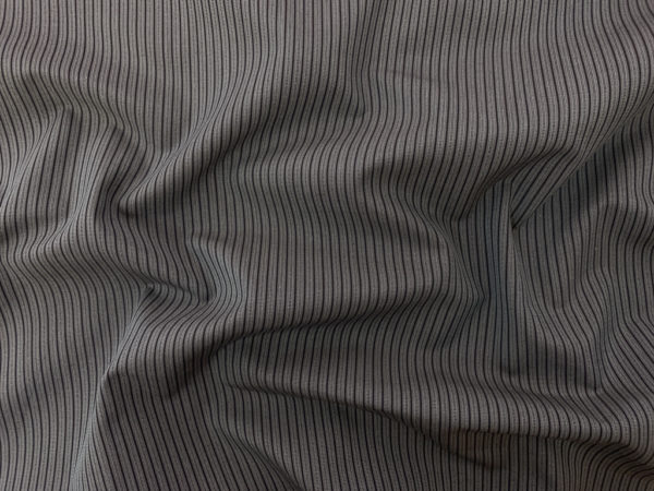 Japanese Designer Deadstock - Yarn Dyed Cotton Shirting - Grey/Brown Stripe