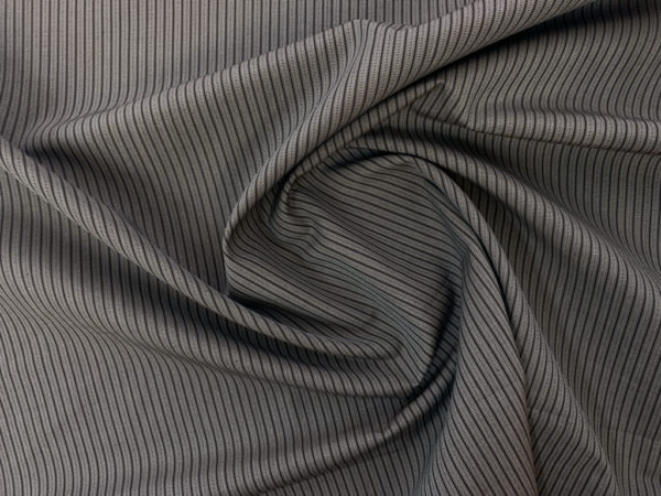 Japanese Designer Deadstock - Yarn Dyed Cotton Shirting - Grey/Brown Stripe