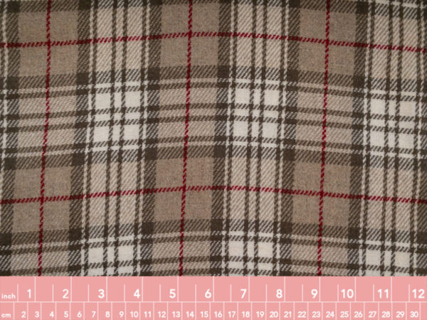 European Designer Deadstock – Wool/Polyester Coating - Taupe Plaid