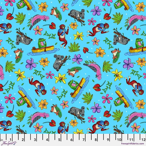 Quilting Cotton - Tropical Jungle Jams - Back to Nature - Blue