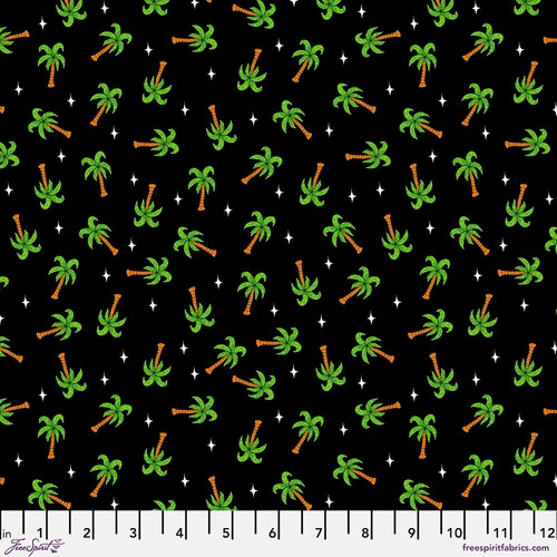 Quilting Cotton - Tropical Jungle Jams - Palm Paradise - Black