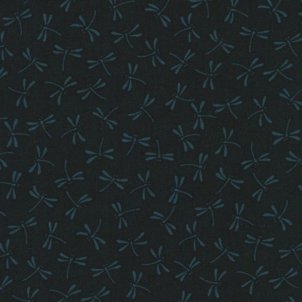 Japanese Cotton Sheeting - Kasuri - Dragonflies - Midnight