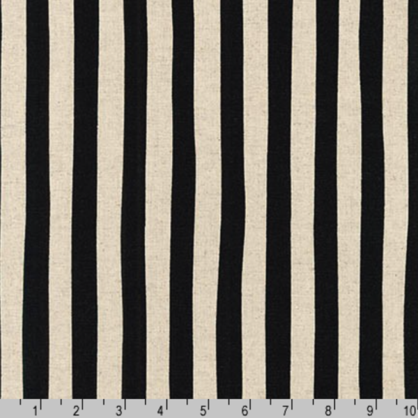 Cotton/Flax Canvas - Natural Stripe - Black