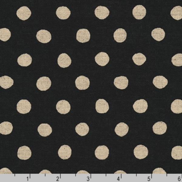 Cotton/Flax Canvas - Natural Dots - Black