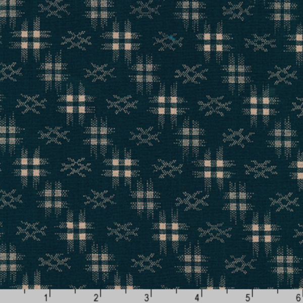 Japanese Cotton Sheeting - Kasuri - Stars and Crosses - Navy