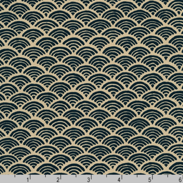 Japanese Cotton Sheeting - Kasuri - Seigaiha - Navy