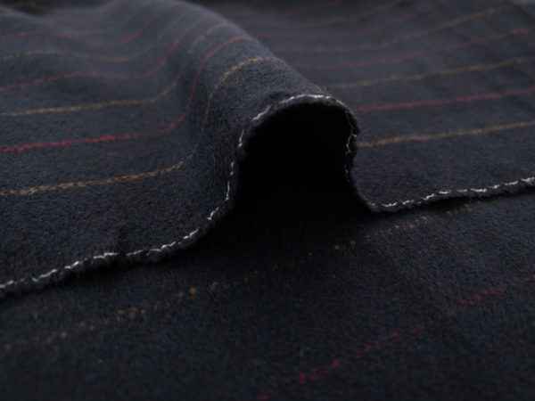 European Desinger Deadstock - Wool Blend Coating - Navy/Raspberry Tweed