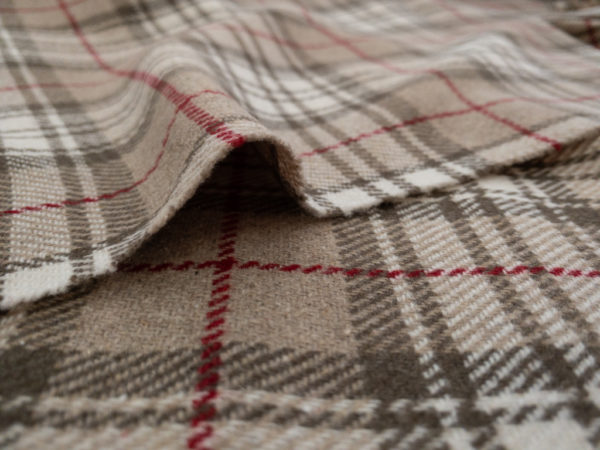 European Designer Deadstock – Wool/Polyester Coating - Taupe Plaid