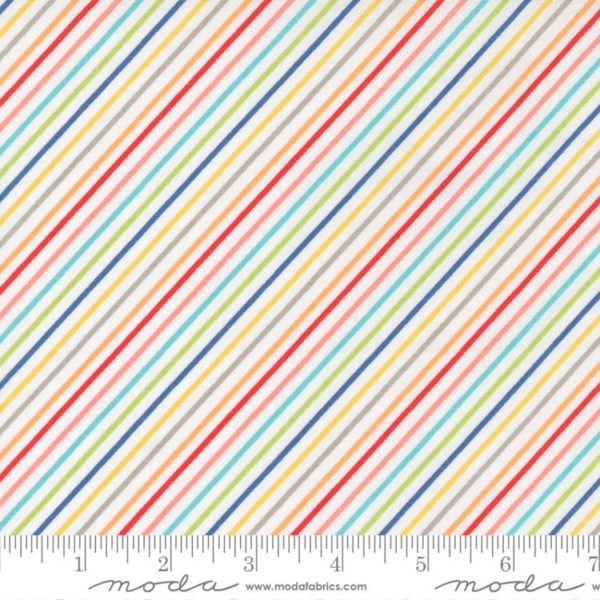 Quilting Cotton - Simply Delightful - Rainbow Stripes - Off White