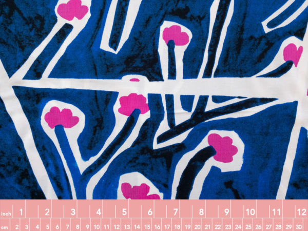 Designer Deadstock – Rayon Challis – Blue/Pink Abstract Floral