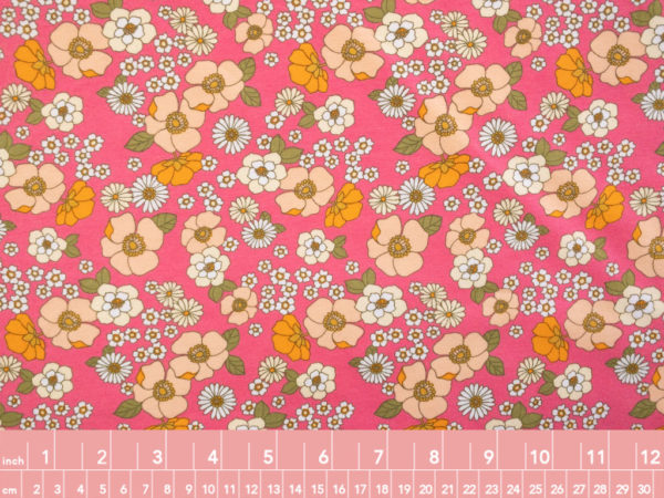 Designer Deadstock – Organic Cotton/Spandex Jersey – Pink/Peach Floral