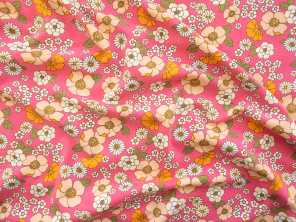 Designer Deadstock – Organic Cotton/Spandex Jersey – Pink/Peach Floral