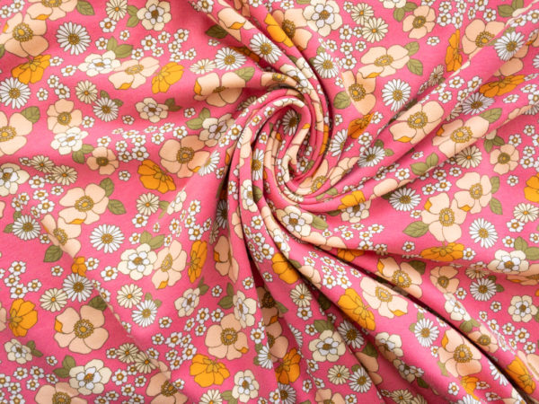 Designer Deadstock – Organic Cotton/Spandex Jersey – Pink/Peach Floral