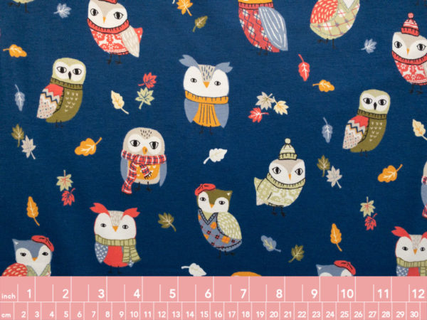 Designer Deadstock – Organic Cotton/Spandex Jersey – Blue Owls