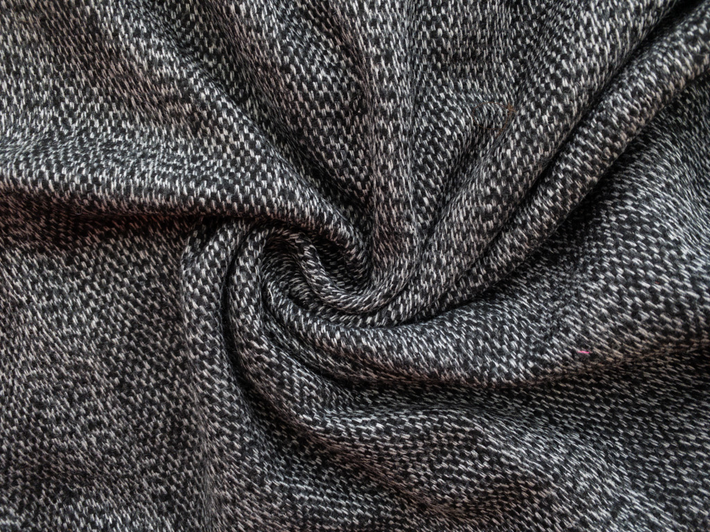 European Designer Deadstock – Wool/Polyester Tweed – Smoke Grey -  Stonemountain & Daughter Fabrics