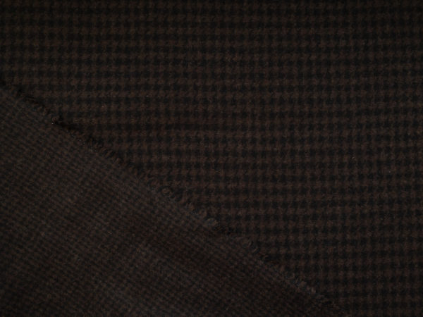 Designer Deadstock – Double Faced Houndstooth Wool Coating - Black/Espresso