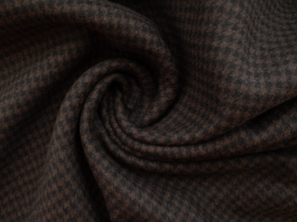 Designer Deadstock – Double Faced Houndstooth Wool Coating - Black/Espresso