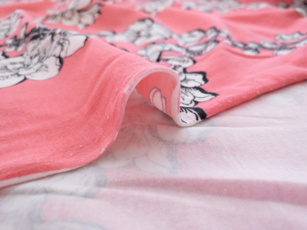Designer Deadstock – Organic Cotton/Spandex Jersey – Cherry Blossoms - Coral