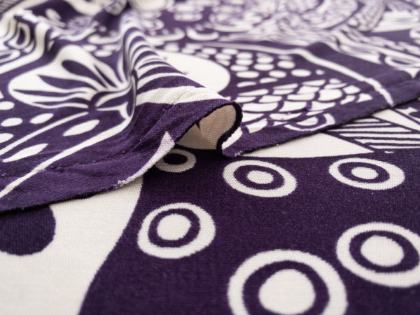 Designer Deadstock - Silk Jersey - Paisley - Eggplant/Off-White