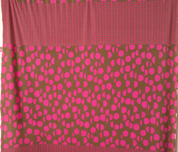 Designer Deadstock - Silk Jersey Panel - Mod Rectangles - Fuchsia/Brown