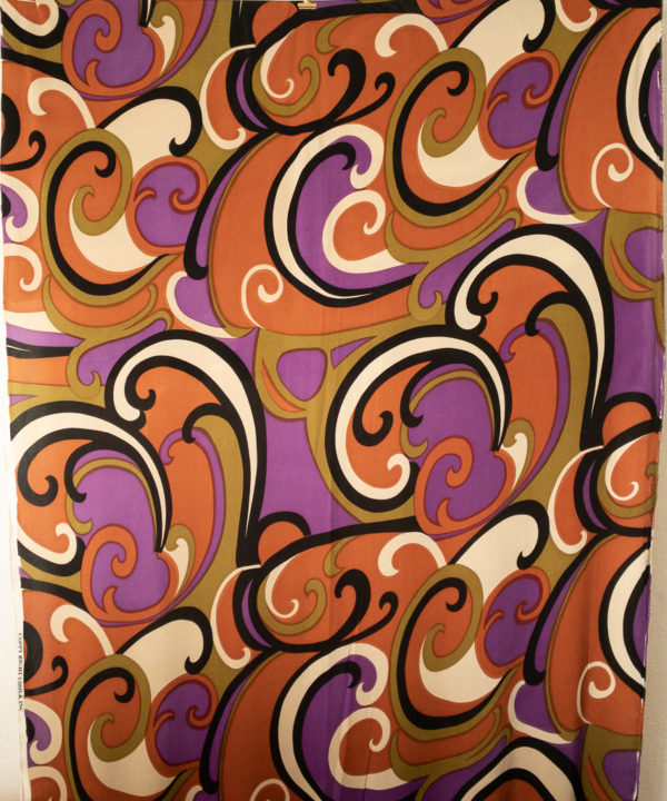 Designer Deadstock - Silk Jersey - Swirls - Purple/Brown