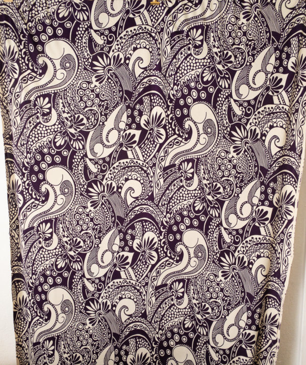 Designer Deadstock - Silk Jersey - Paisley - Eggplant/Off-White