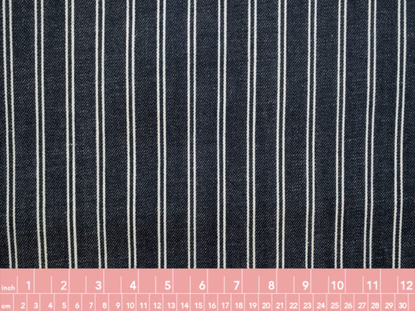 Designer Deadstock - 9.3oz Cotton Denim – Charcoal/Cream Stripe