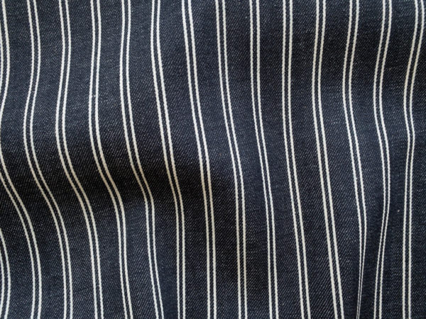 Designer Deadstock - 9.3oz Cotton Denim – Charcoal/Cream Stripe