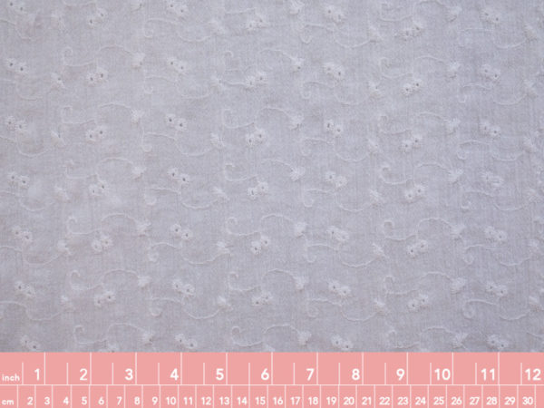 Designer Deadstock - Cotton Embroidered Gauze - White