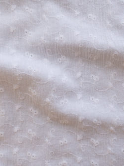Designer Deadstock - Cotton Embroidered Gauze - White