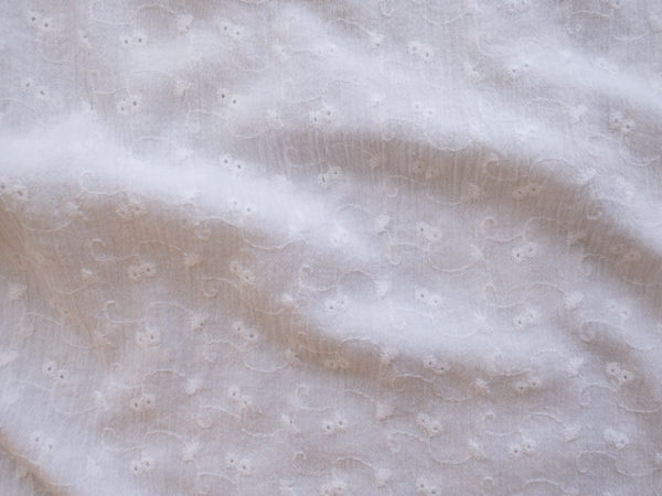 Designer Deadstock - Cotton Embroidered Gauze - White