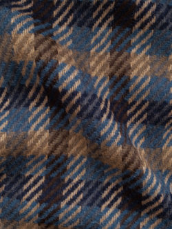 Italian Designer Deadstock – Wool/Polyester Twill Check – Brown/Blue