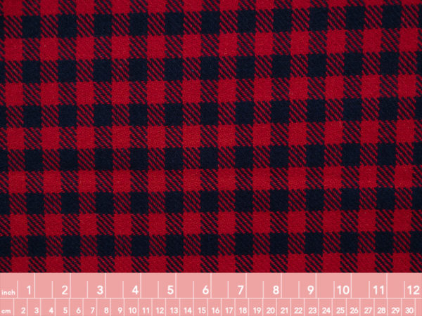 Italian Designer Deadstock – Wool/Viscose/Polyester Check – Red/Navy