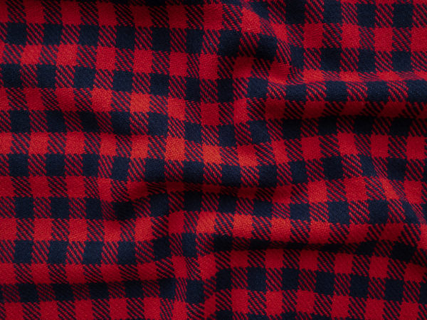 Italian Designer Deadstock – Wool/Viscose/Polyester Check – Red/Navy