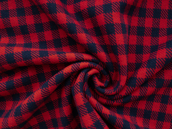 Italian Designer Deadstock – Wool/Viscose/Polyester Check – Red/Navy