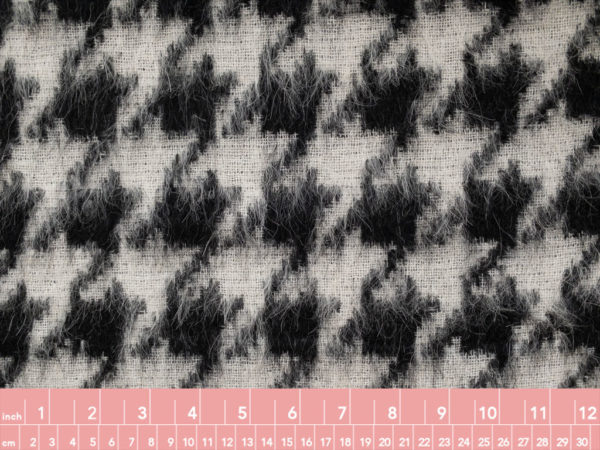 European Designer Deadstock – Wool/Polyester/Mohair Coating – Large Houndstooth