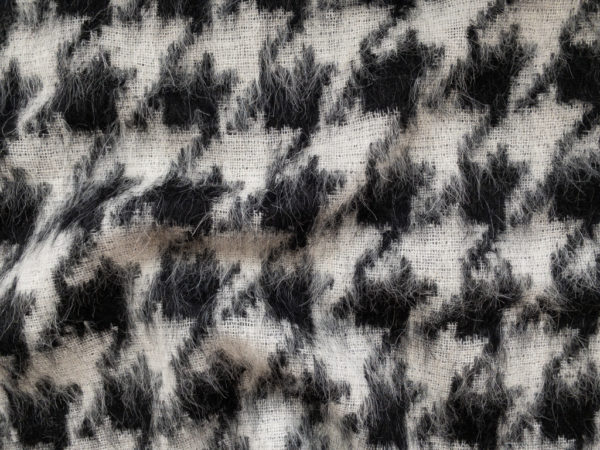 European Designer Deadstock – Wool/Polyester/Mohair Coating – Large Houndstooth