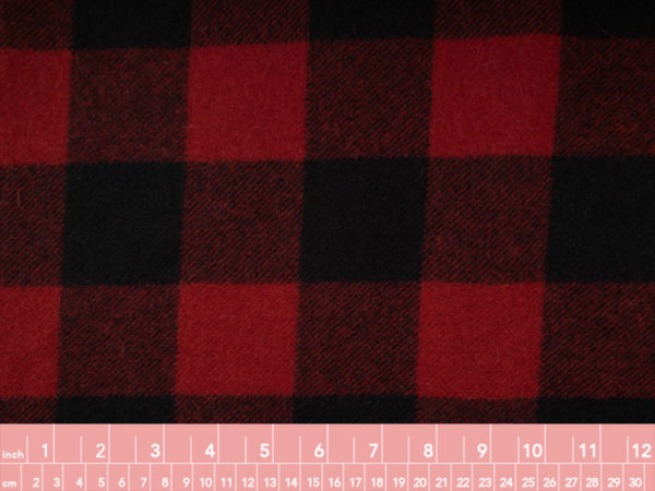 Italian Designer Deadstock – Wool Coating - Buffalo Plaid - Red/Black